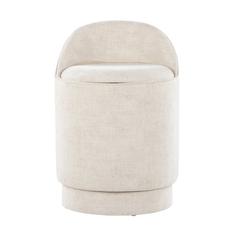 Gilham 18" Upholstered Vanity Stool, Cream