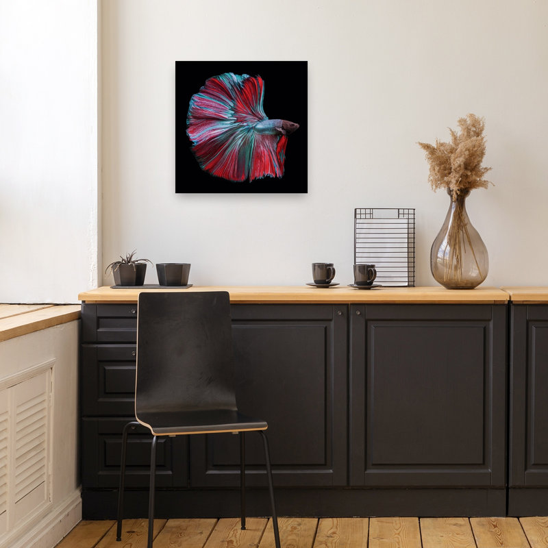 Vibrant Betta Fish Colorful Dramatic Elegant Fish Nature Tropical Wall Art Print 1 Piece Wrapped Canvas Wall Art