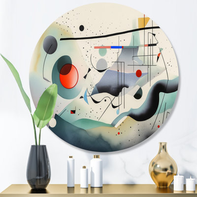 Gris et vert embrassant l'art II - art abstrait géométrique rond sur métal