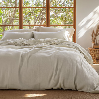 Housse de couette 100% coton de taille grand - Ensemble de housse de couette en lin synthétique (ensemble de 3)