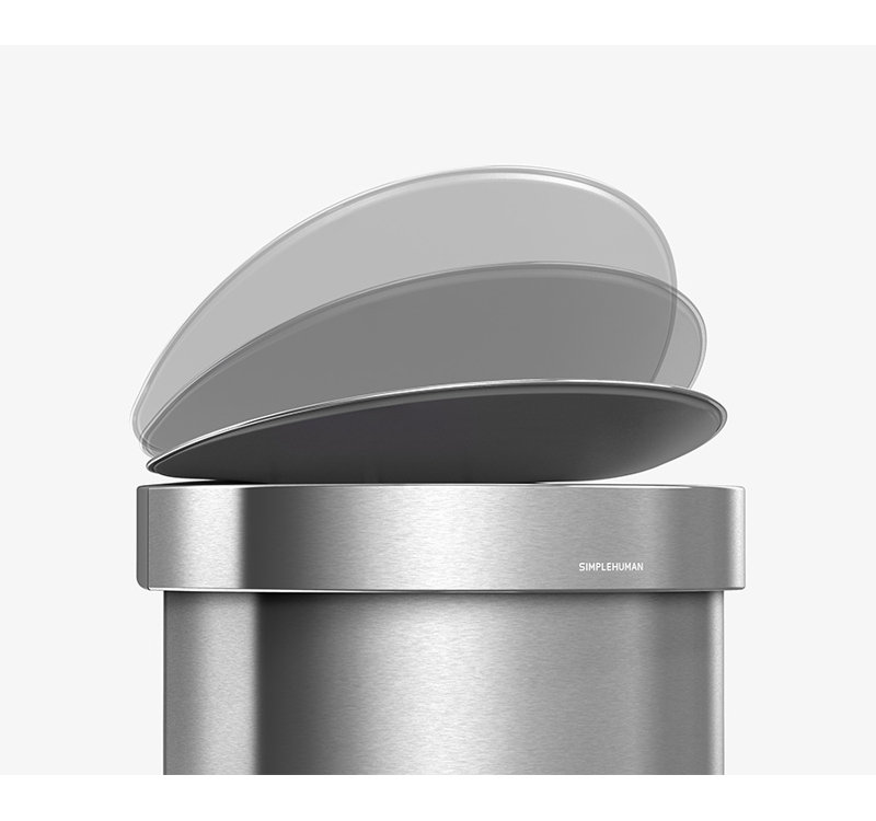 Simplehuman 45L Semi-Round Step Can with Liner Pocket, Brushed Stainless Steel, Brushed Stainless Steel