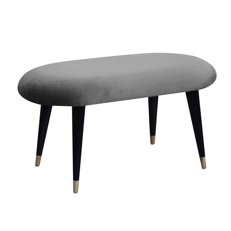 Emi Upholstered Bench, Grey/Silver Socks