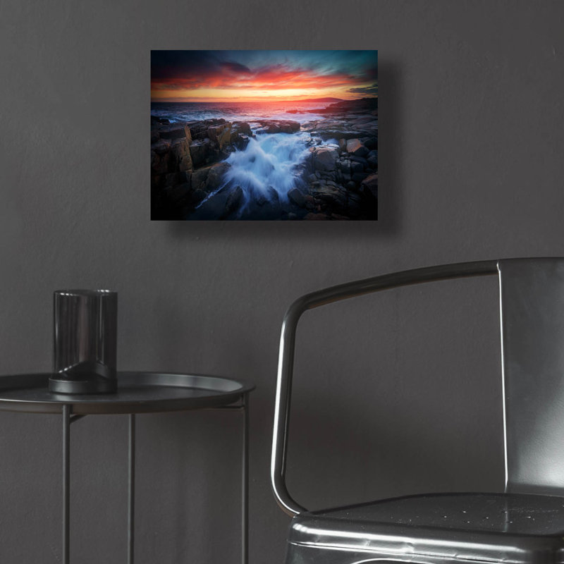 «Red Sky At Dusk» par Rick Berk, art mural en verre acrylique, H 12 po x l 16 po x P 0,13 po