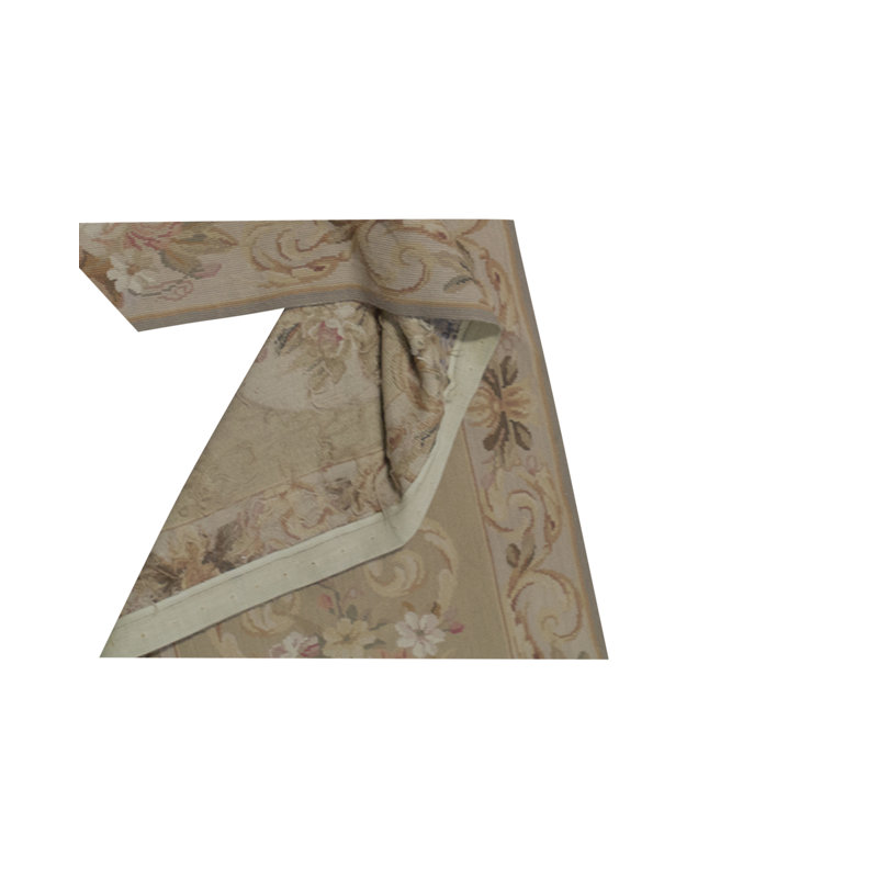 Hand-Knotted High-Quality Gold and Beige Runner