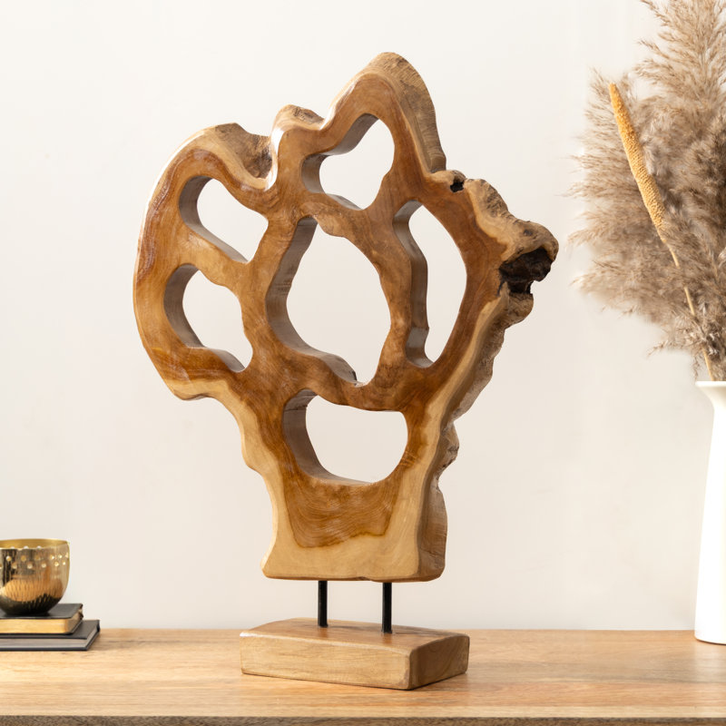 Teak Wood Handmade Abstract Decorative Sculpture
