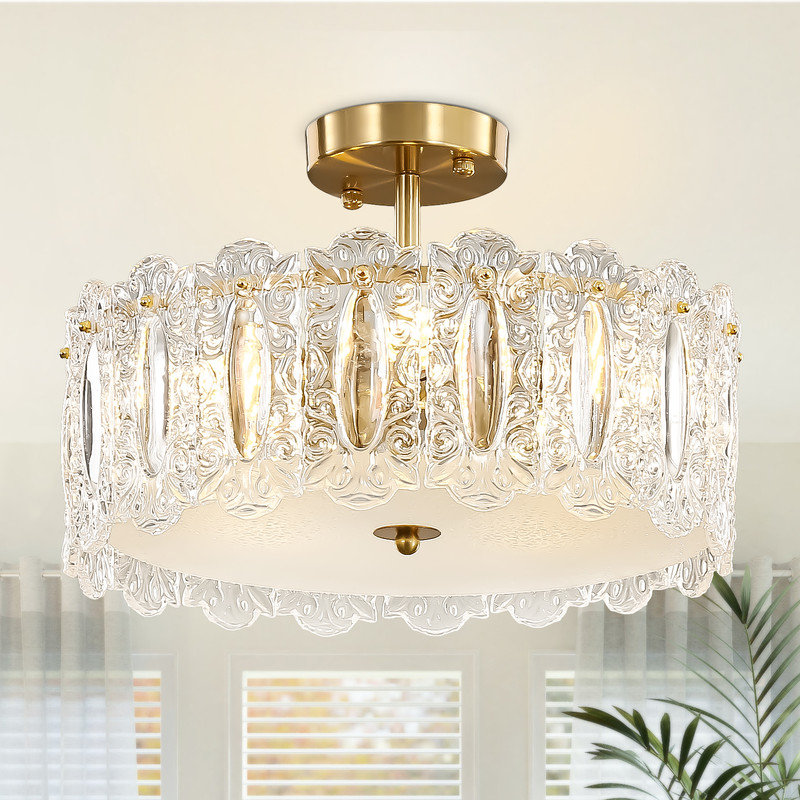 Khawla Dimmable Drum Chandelier, 6.3" H x 15.75" W x 15.75" D, 5