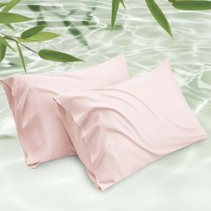 Rayon from Bamboo Cooling Pillowcase, Pink, Queen Pillowcase