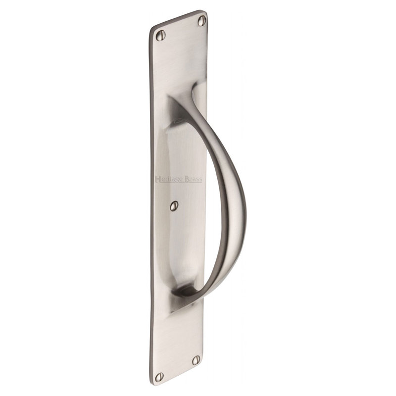 Heritage Brass Heritage Door Pull Handle on Plate, Satin Nickel