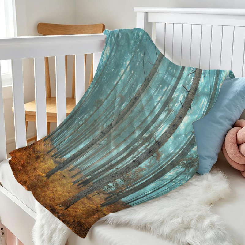 Jeté en molleton vert flanelle ultra doux, magnifique impression de rectangle de conifère, Jeté 30 po x 40 po