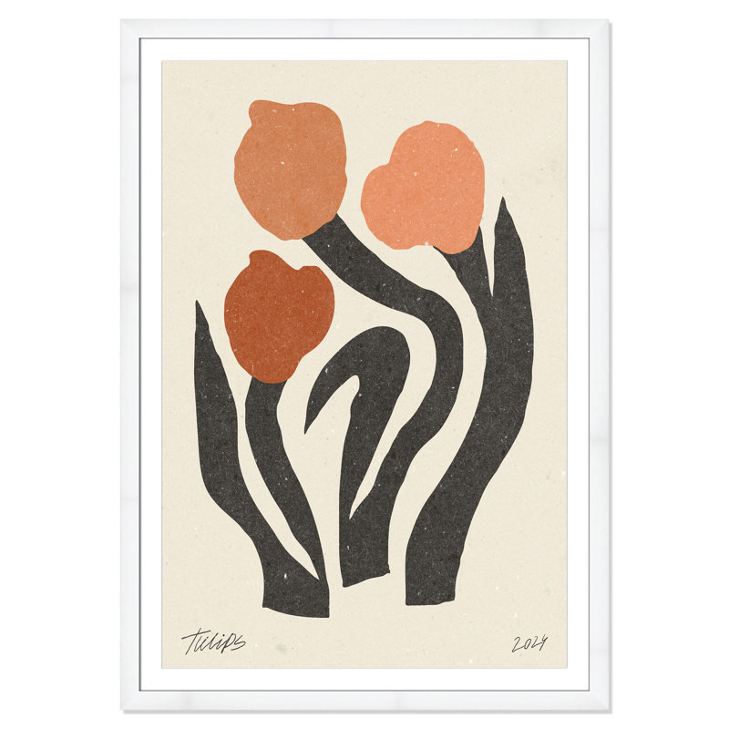 Imprimé de fleurs modernes par NKTN, Blanc satiné, 39'' W x 55'' H, Matted Print
