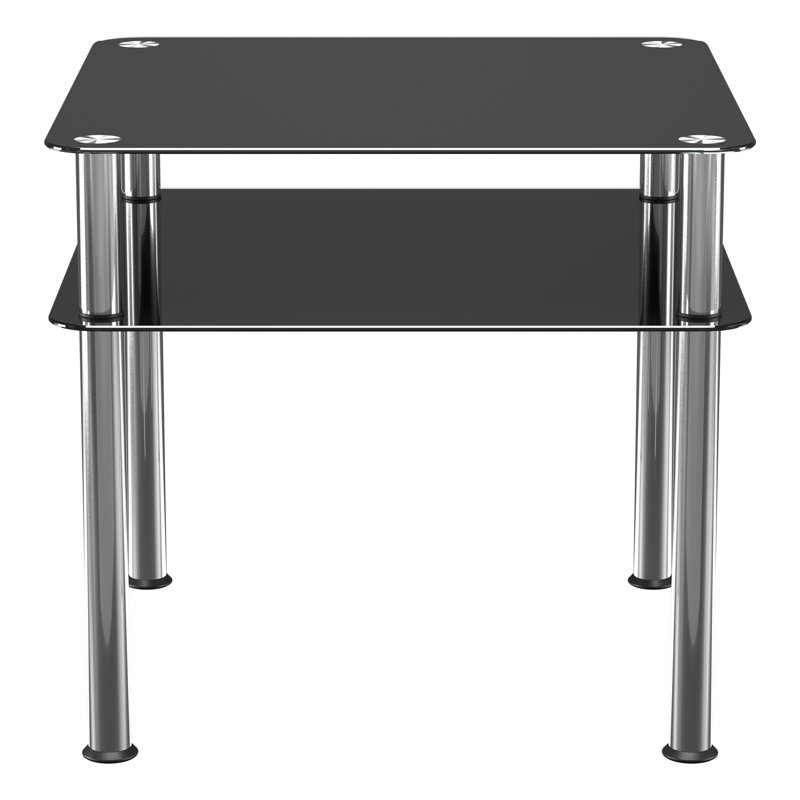 Byrge Glass Top End Table, Chrome