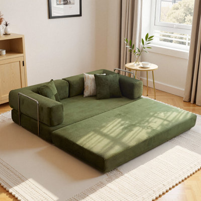 Kaveri Convertible Sofa Bed - Foldable Floor Couch with Teddy Foam - Modular Sectional for Living Room, Bedroom, Studio - Compression Sofa in Box