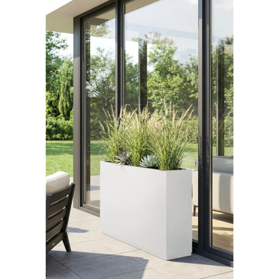 Galvanized Steel Metal Planter Box, Large Rectangular Planter Box with Drainage Holes, Modern Outdoor Planter Box for Indoor & Outdoor Use, Tall Plants, Flowers or Shrubs