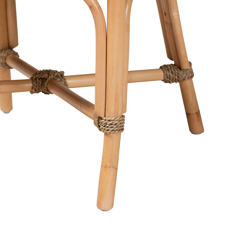 Low White and Brown Rattan Cane Arm Chair