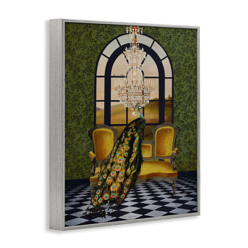 «Fancy Peacock & Chandelier», estampe numérique, design par Erika C. Brothers, H 14 po x l 11 po, Estampe numérique Farmhouse