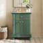 Meuble-lavabo moderne de 24 po avec tiroir basculant et charnières à fermeture en douceur, armoire de salle de bain avec structure ouverte au dos, pieds tournés en boule avec élégance française-129675009