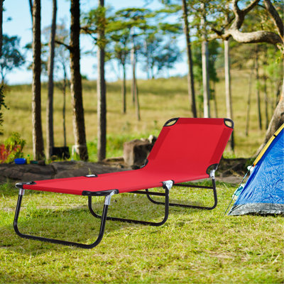 Folding Chaise Lounge Pool Chairs, Outdoor Sun Tanning Chairs With 5-Level Reclining Back, Steel Frame For Beach, Yard, Patio