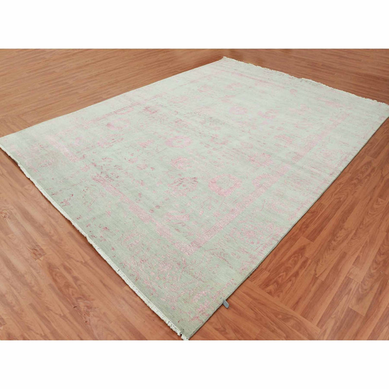 Tapis unique en laine noué à la main 9 pi x 11 pi 10 po nouvel âge Liya