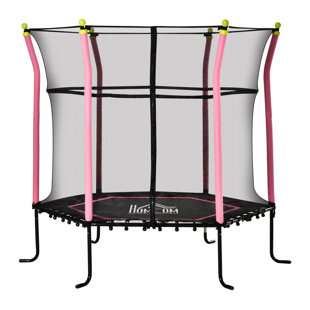 Soozier Hexagon Backyard Trampoline with Safety Enclosure