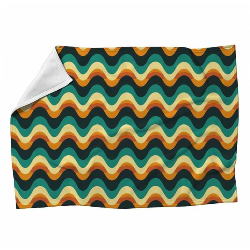 Machine Printed Throw Blanket, Geometric, 80" L x 60" W, Multicolor White/Orange