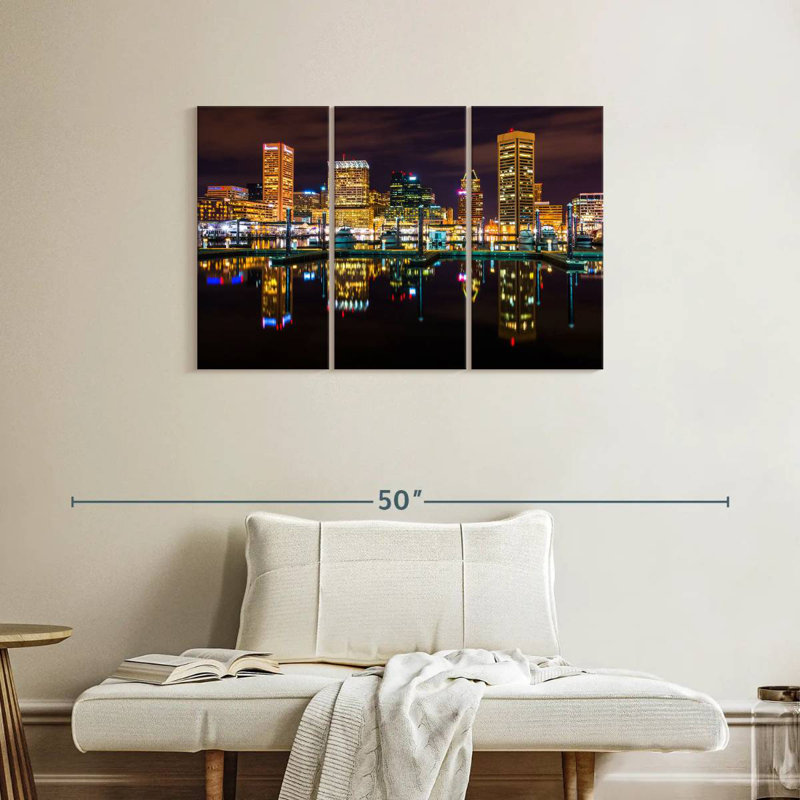 Sireci Baltimore Night Skyline, 24" H x 38" W