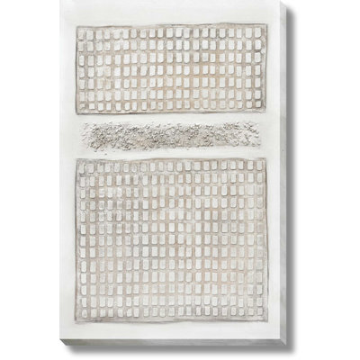 Ivory Gridded Texture Canvas Wall Art - 39" x 59"
