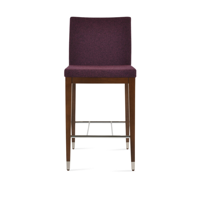 Tabouret de bar et de comptoir en bois Aria, Marron foncé / laine, Tabouret de comptoir (siège d’une hauteur de 24