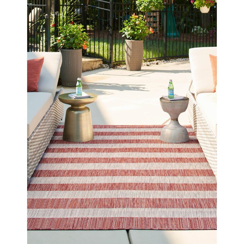 Simkins Striped Indoor / Outdoor Rug, Rectangle 7'1" x 10'