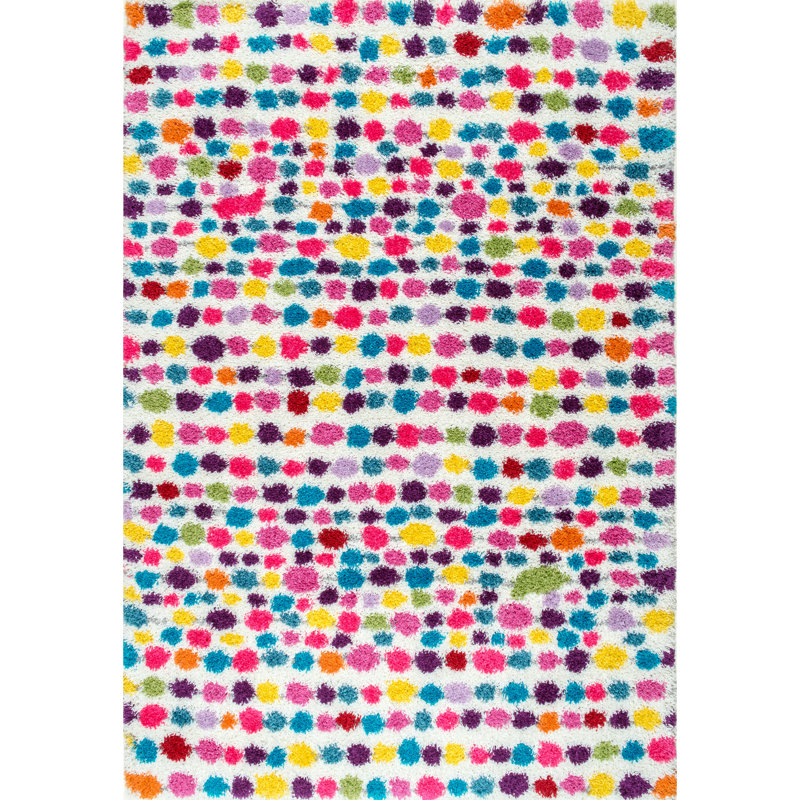 Tapis multicolore à poils longs rayé Mira, Rectangle 4 pi x 6 pi