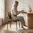 Mid Century Modern Dining Chairs with Walnut Grain Back, Brown Faux Leather Dining Room Chairs Set of 4, Checkered Soft Cushion Kitchen Chairs with Adjustable Foot Pads-1903881341-1904201413
