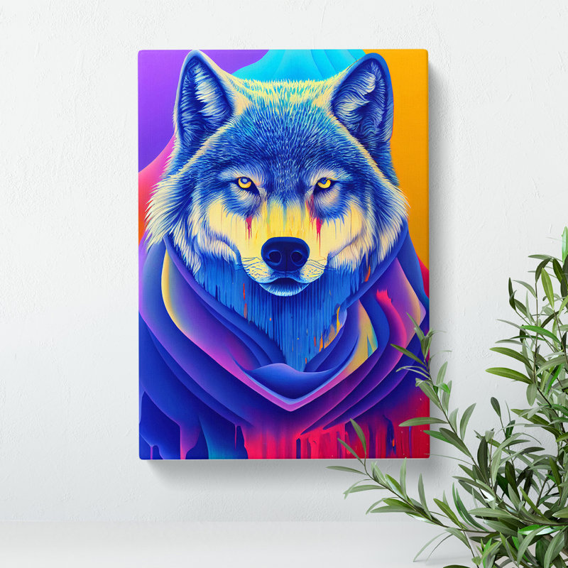 Wolf Dripping Paint No.1 Abstract - Print, 60cm H x 40cm W, No Matte, Wrapped Canvas