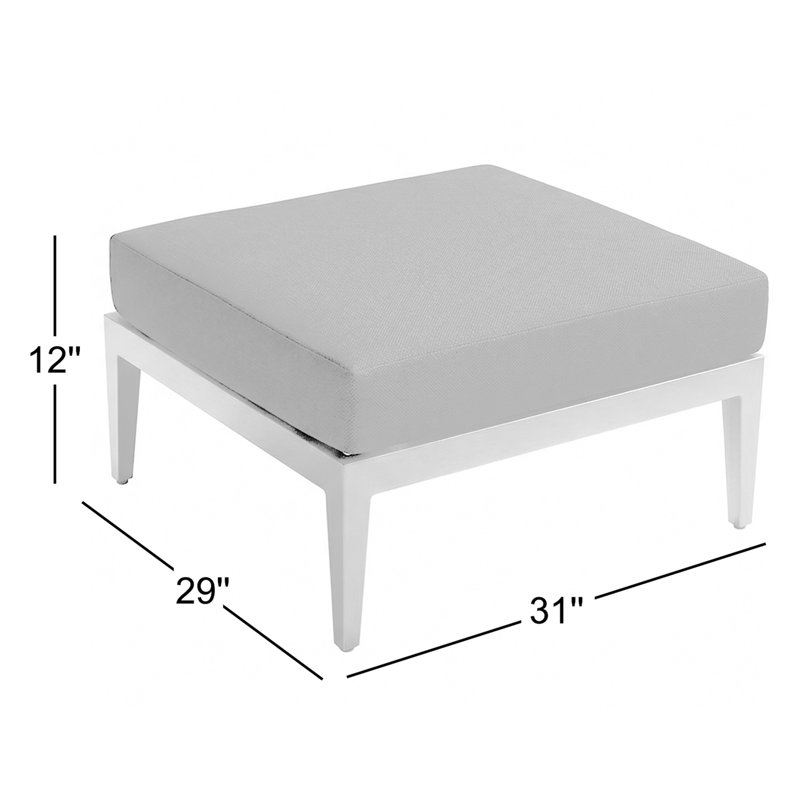 Belamar Outdoor Ottoman with Sunbrella Cushions, Gray Frame/Navy Cushion
