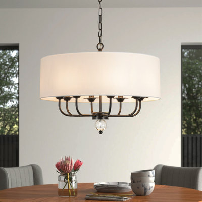  Flari 8-Light Dimmable Fabric Drum Chandelier for Dining Room
