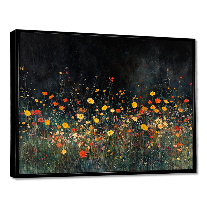Colangelo - Floral Wall Art, H 30 po x l 40 po, Noir, Floater Framed
