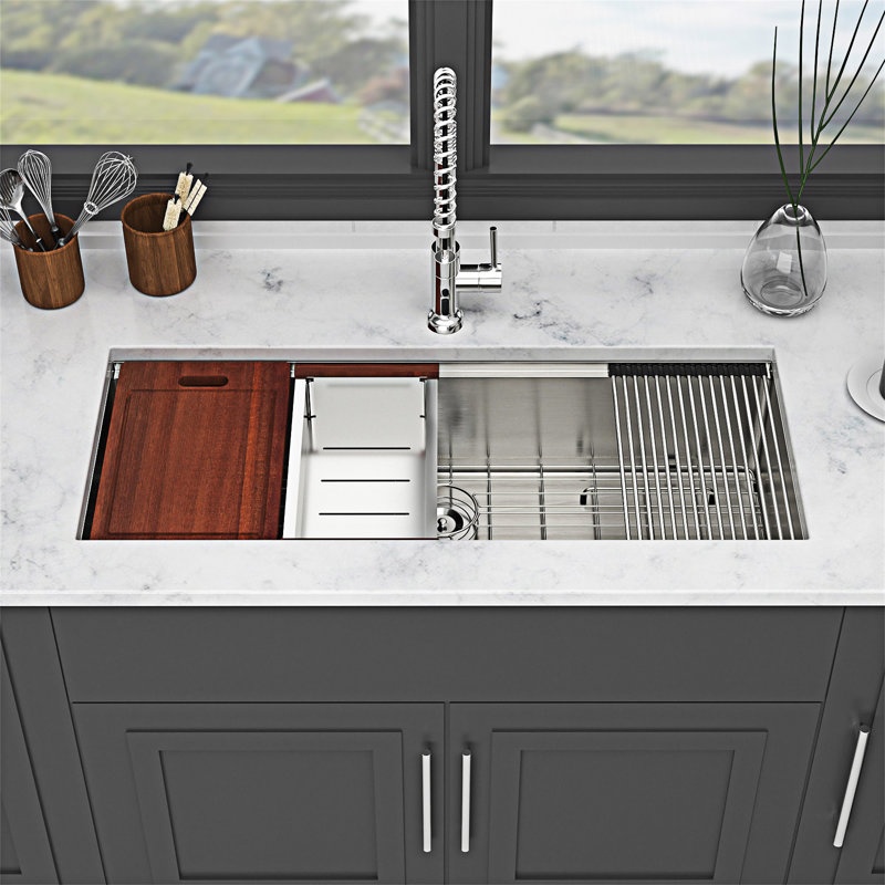 Undermount Workstation Kitchen Sink Single Bowl