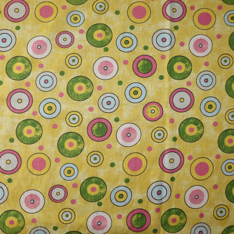 Nappes à imprimé cercles et pois, Jaune, L 58 po x L 84 po