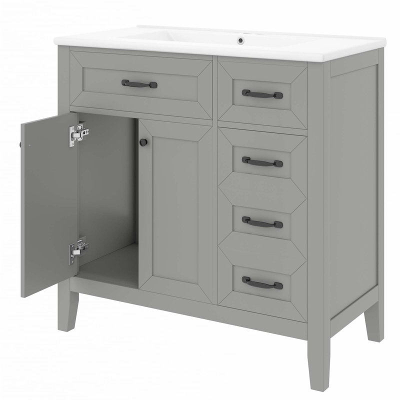 36" Bathroom Vanity With Sink Combo, Gray