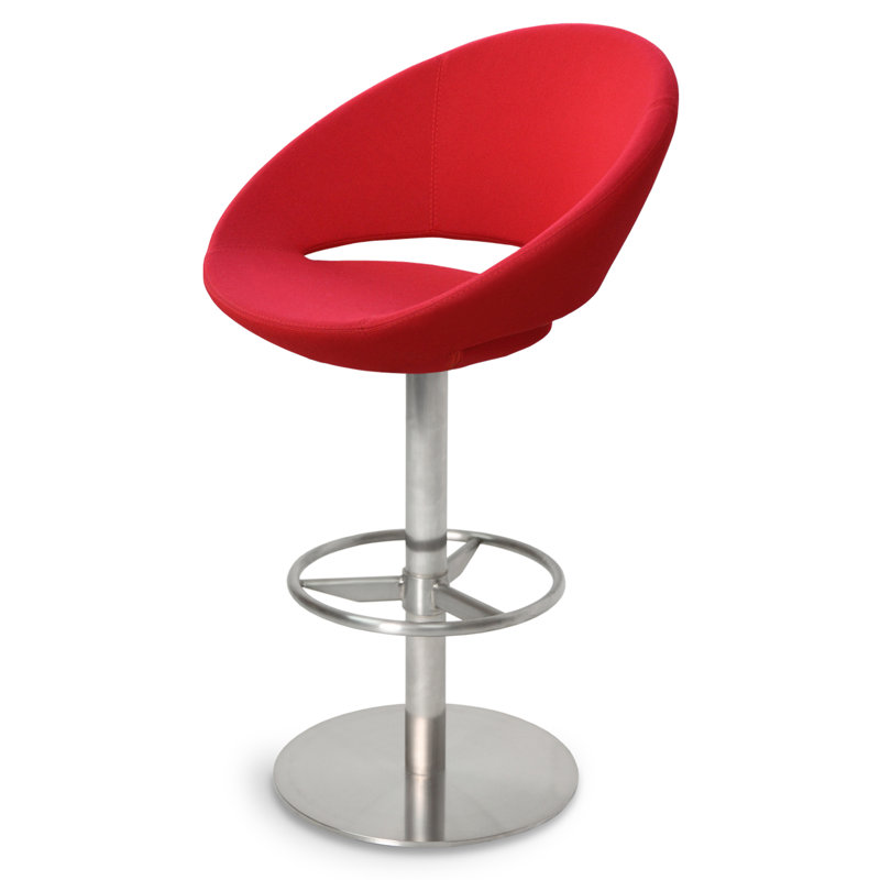 Tabouret à piston Crescent, Laine - rouge, Tabouret de bar (siège d'une hauteur de 29 po)
