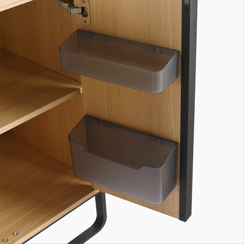 Armoire de salle de bain autoportante avec porte à fermeture douce et tablette de rangement ouverte