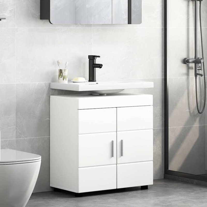  Bathroom Basin Cabinet With Storage 60 X 34 X 63 Cm, White