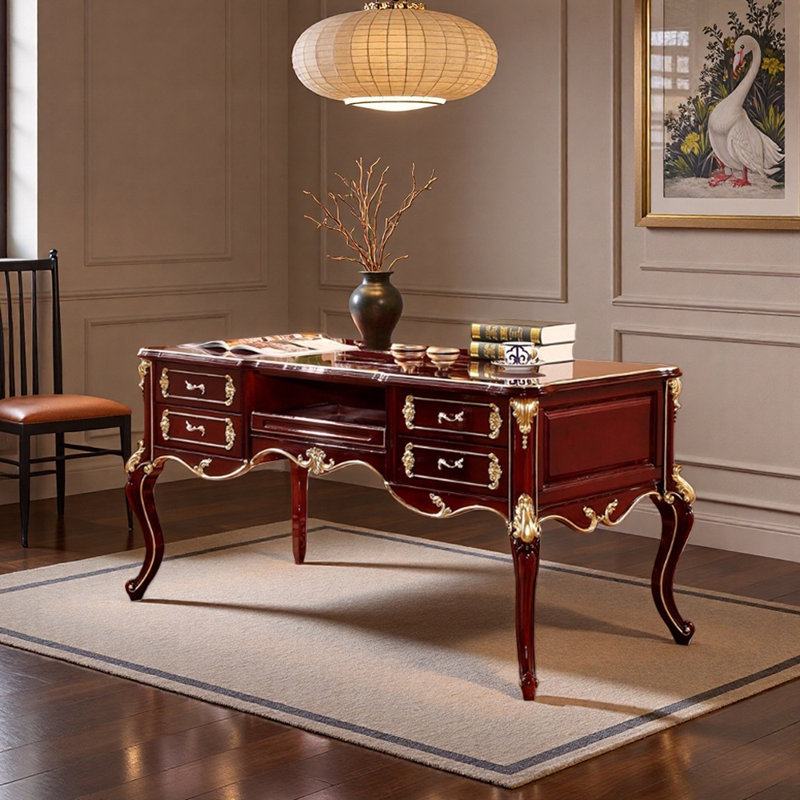 Bureau d'ordinateur brun-rouge durable,  H 30,7 po x l 59,05 po x P 31,49 po