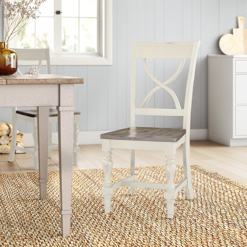 Iestyn 17.25'' H Solid Wood Side Chair, White/Gray