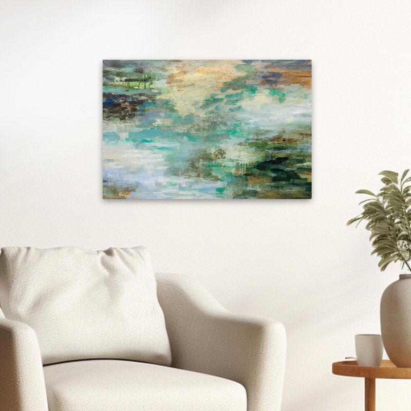 Marais - Abstrait bleu turquoise / brun, H 24 po x l 16 po
