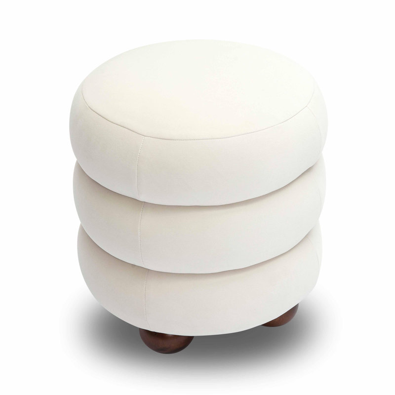 Stefanie Velvet Ottoman, Cream