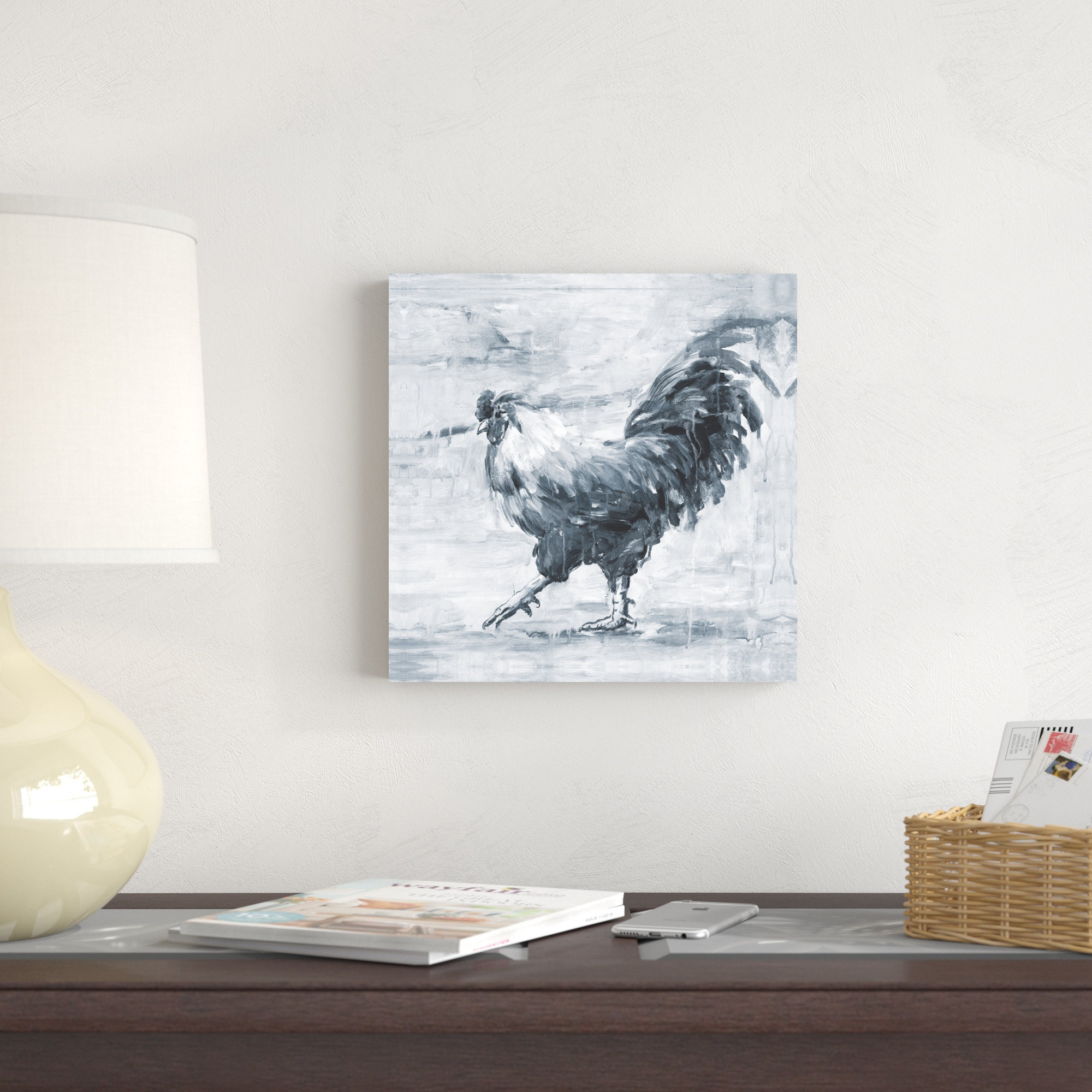 Laurel Foundry Modern Farmhouse Navy Drippy Chicken On Canvas Painting ...