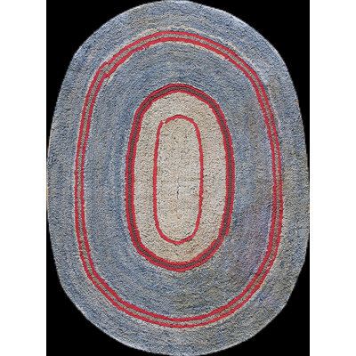 Petit tapis crocheté ovale antique
