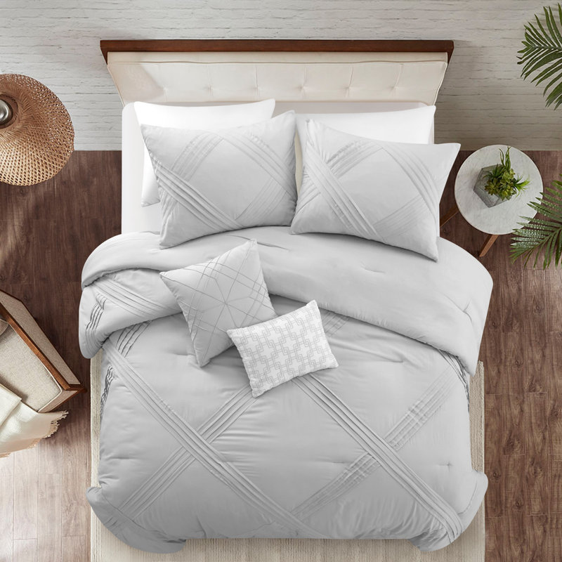 Ensemble d'édredon en duvet gris 140 fils