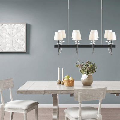 Lustre traditionnel 8 lumières avec abat-jour tambour