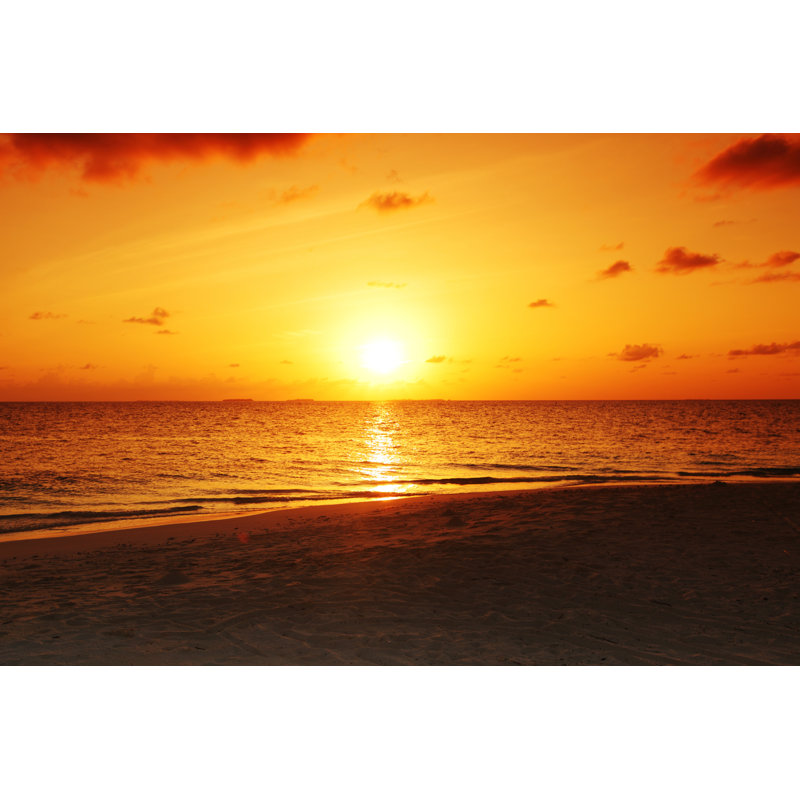Sunset On The Sea - Wrapped Canvas Print, 30cm H x 46cm W x 3.8cm D