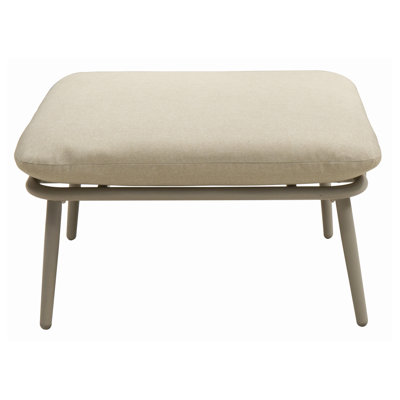 Pouf carré de 71 cm (28 po) pour terrasse et patio, avec coussin épais beige, repose-pieds en fer antirouille pour jardin et terrasse.